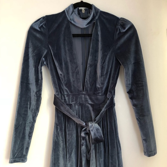 Plunge Front Playsuit in Soft Velvet - Picture 3 of 5